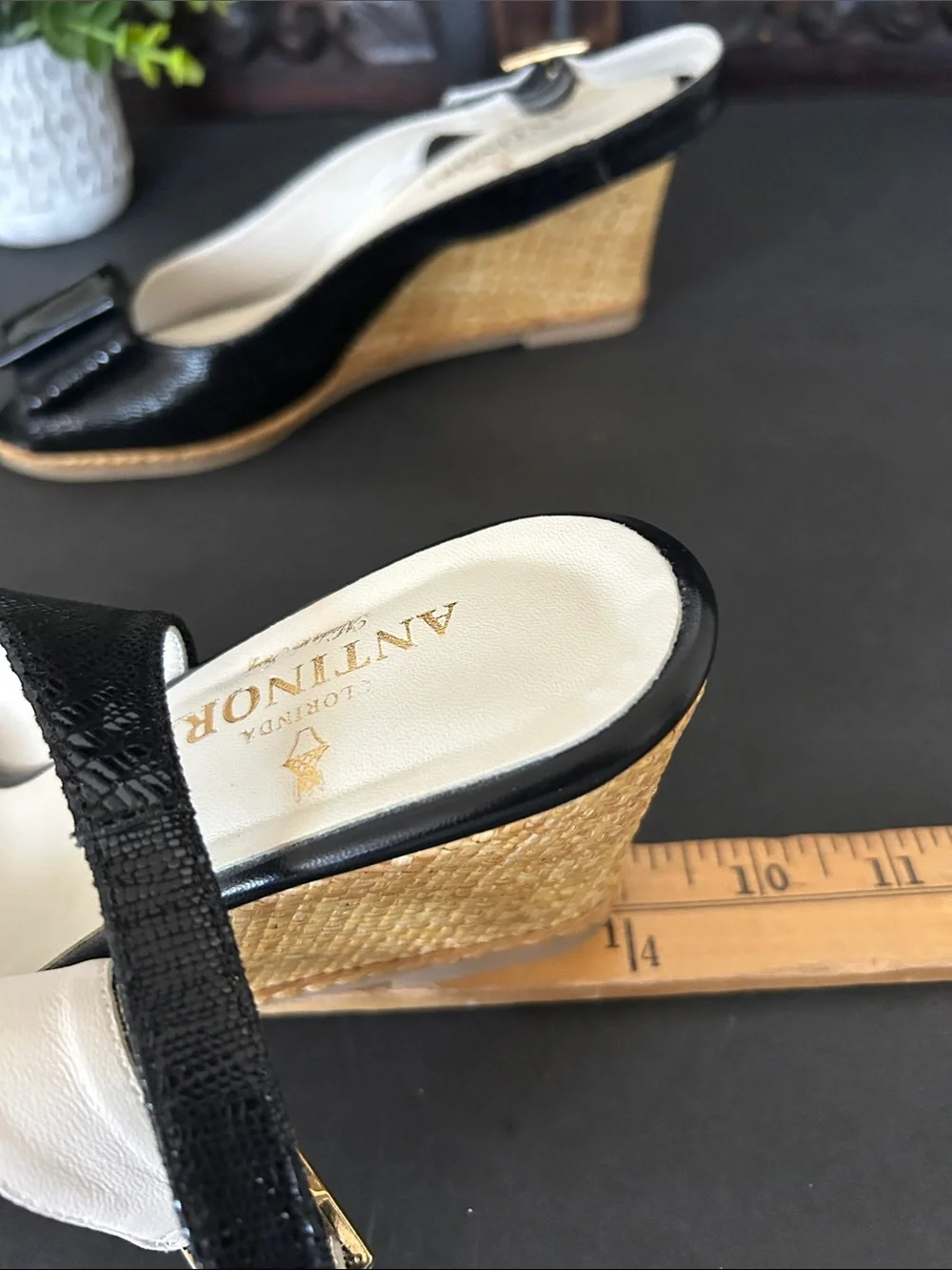 Antinori Black Patent Accent Espadrille Slingbacks