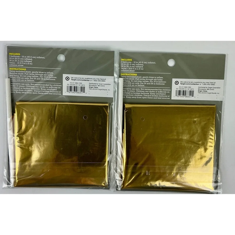 2 Packs of 3 Gold Star Balloons Kit Party Decorations Bundle‎ 16