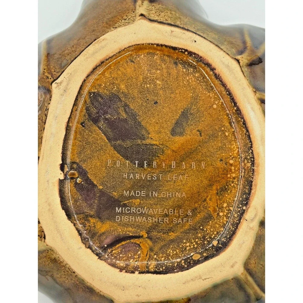 Pottery Barn Harvest Leaf Ceramic Glazed Serving Plate Tray Autumn‎ Fall Decor