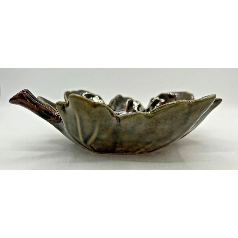 Pottery Barn Harvest Leaf Ceramic Glazed Serving Plate Tray Autumn‎ Fall Decor