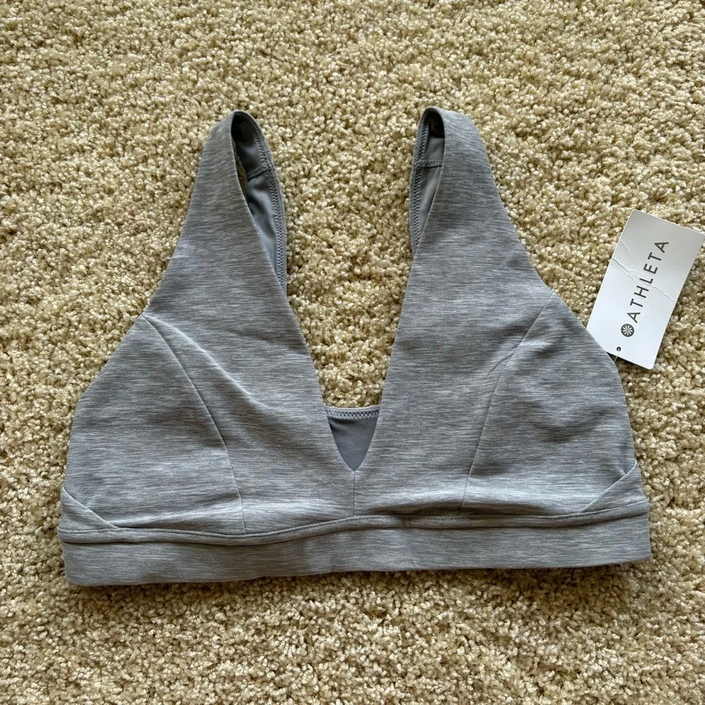 Athleta Softluxe Plunge Bra Gray‎ NWT D-DD+ Support Small
