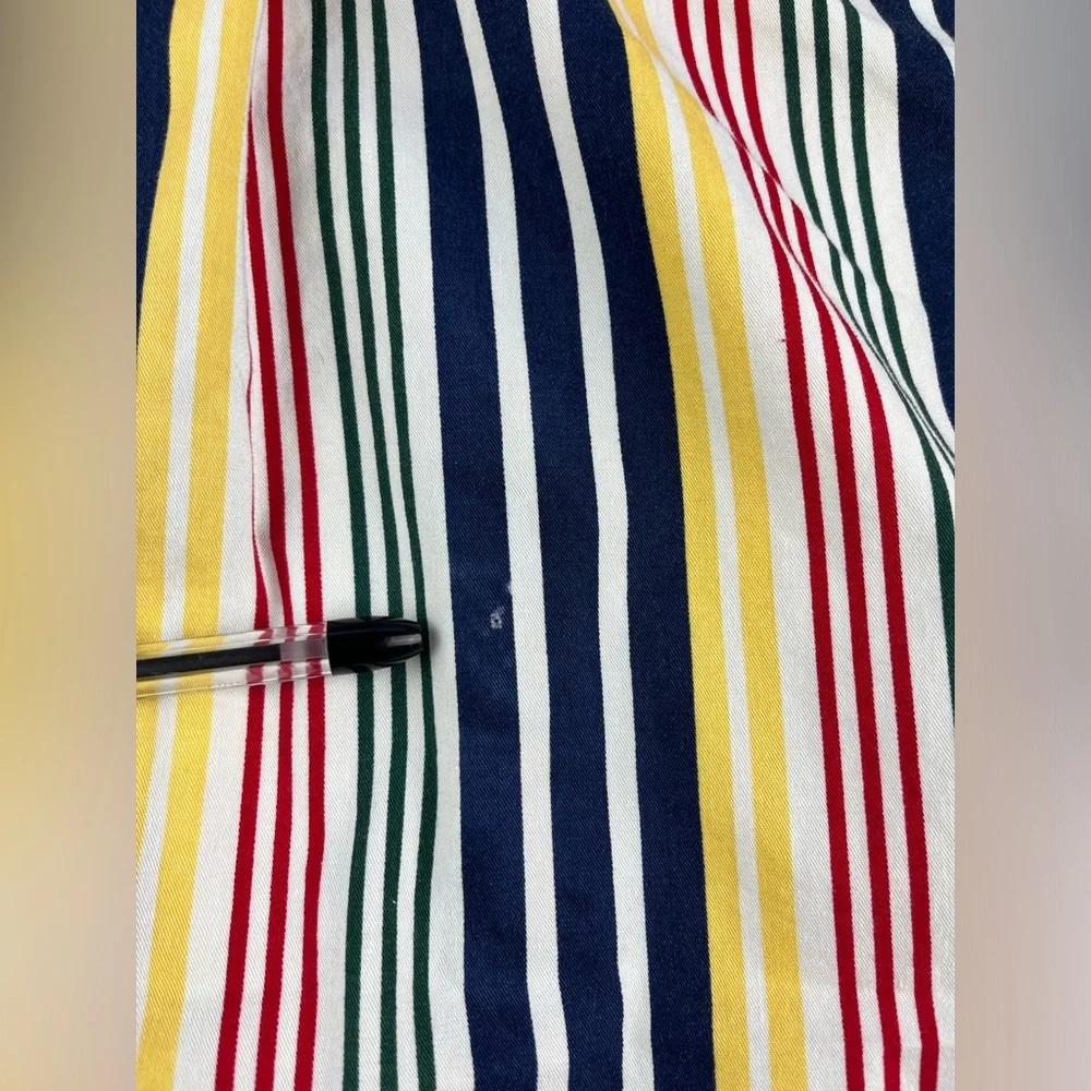 Tommy Hilfiger Men’s Short Sleeve Multi-color Striped Button Up Shirt Size M