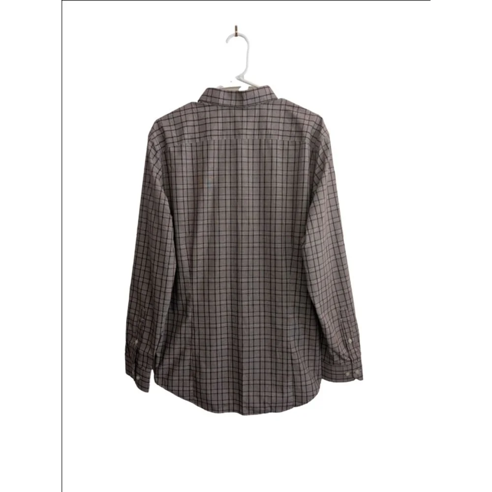 Men's Banana Republic Plaid Casual Button Down Shirt L Gray Burgundy