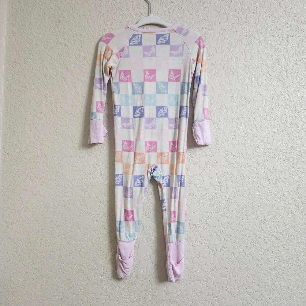 Bamboo‎ 6-12M Butterfly Checkerboard Zippy Romper Pastel Kids Sleeper One Piece