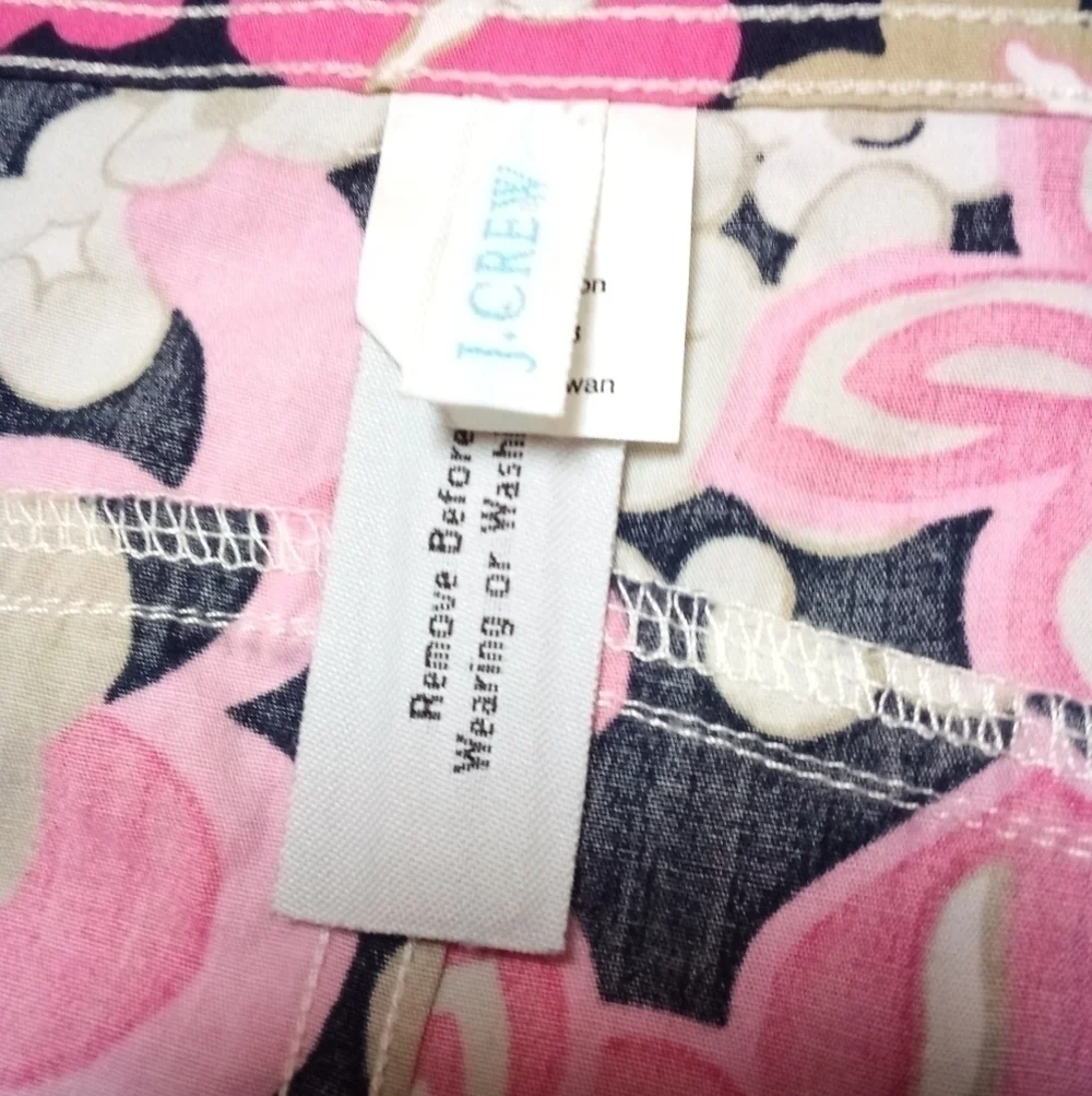 J. Crew Pink Black White Cotton Mini Skirt Cargo Pocket Drawstring Waist