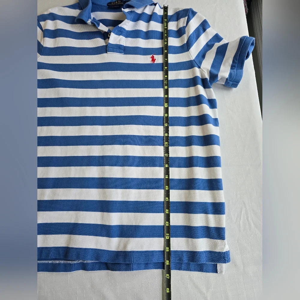 Ralph Lauren Striped Polo in Blue and White Preppy Backyard BBQ Collegiate
