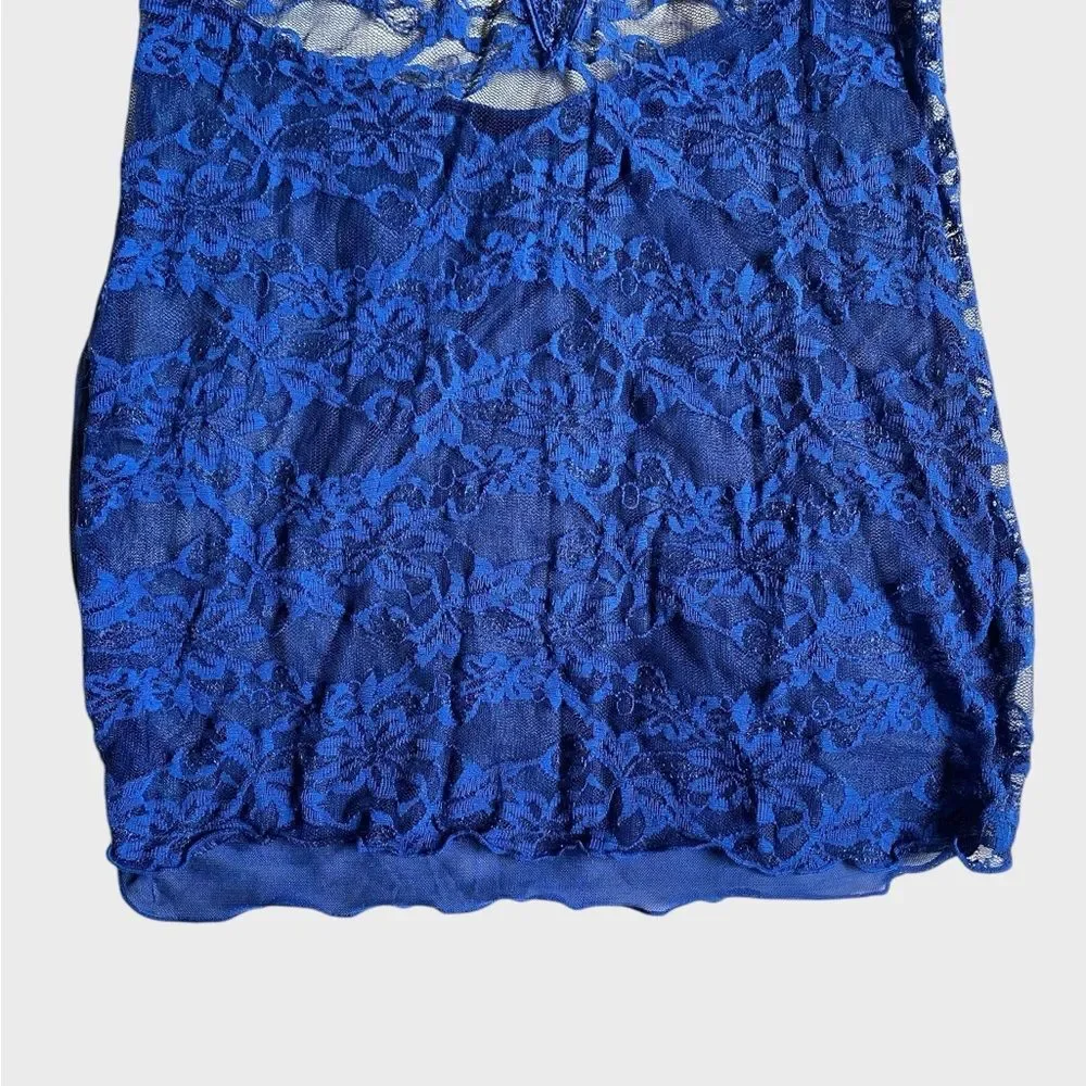 Avidlove Women's Lace Chemise Halter Dress Size L Navy Blue Feminine Bodycon