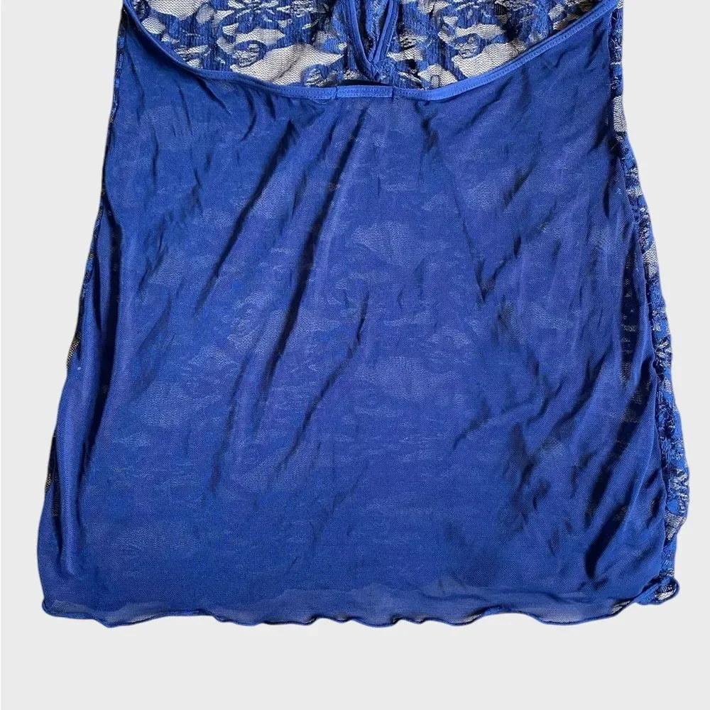 Avidlove Women's Lace Chemise Halter Dress Size L Navy Blue Feminine Bodycon