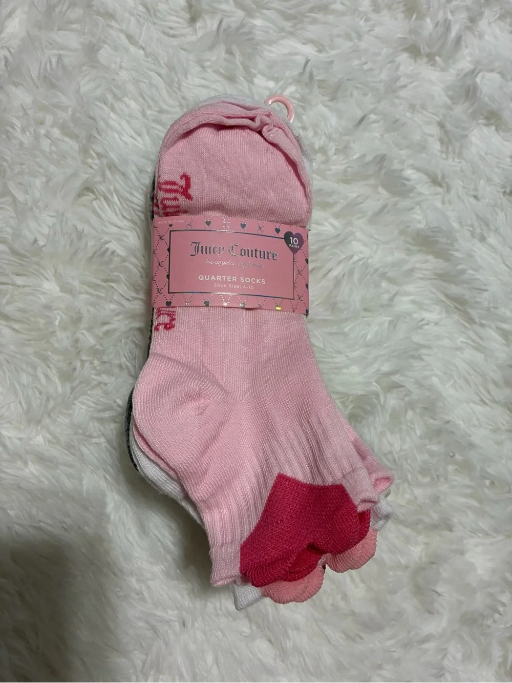 Juicy Couture Multicolor Quarter Sock Set with Heart Accents