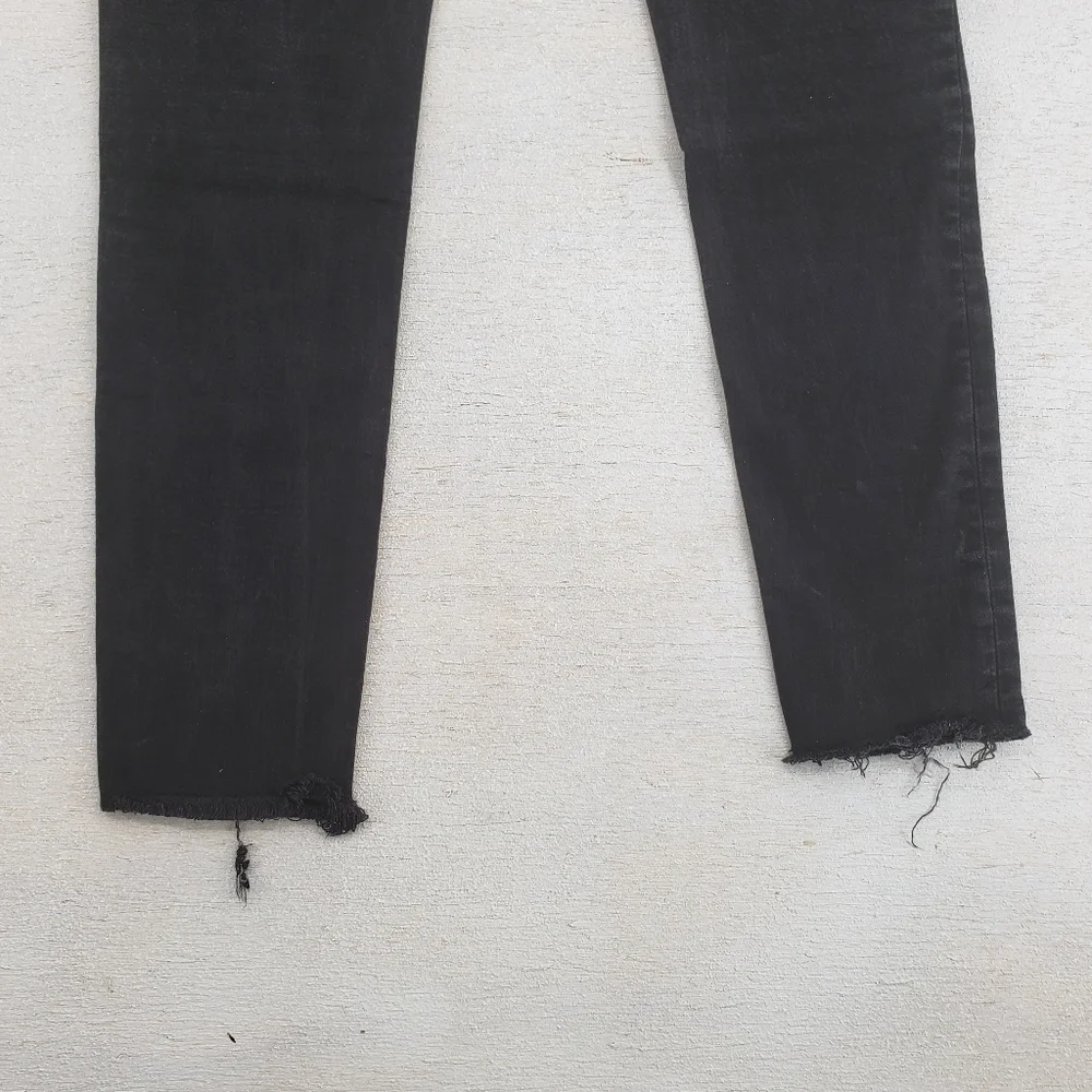 Rag & bone women US 29 black jeans ankle skinny raw hem zipper fly Modal blend