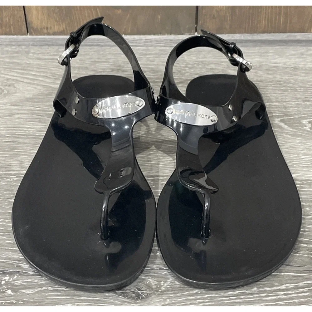 Michael Kors Flat Flip Flops‎ Sandals Black Womens Size 8