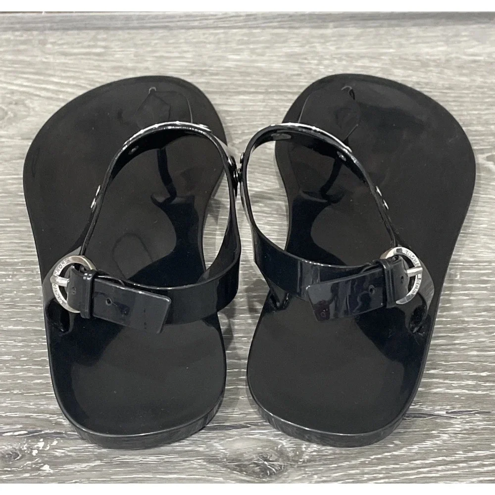 Michael Kors Flat Flip Flops‎ Sandals Black Womens Size 8