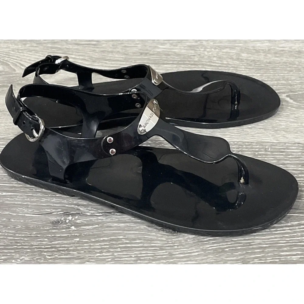 Michael Kors Flat Flip Flops‎ Sandals Black Womens Size 8