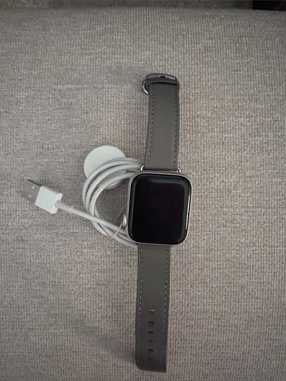 Apple Watch SE 44mm GPS Silver Aluminum w/Genuine Leather Band