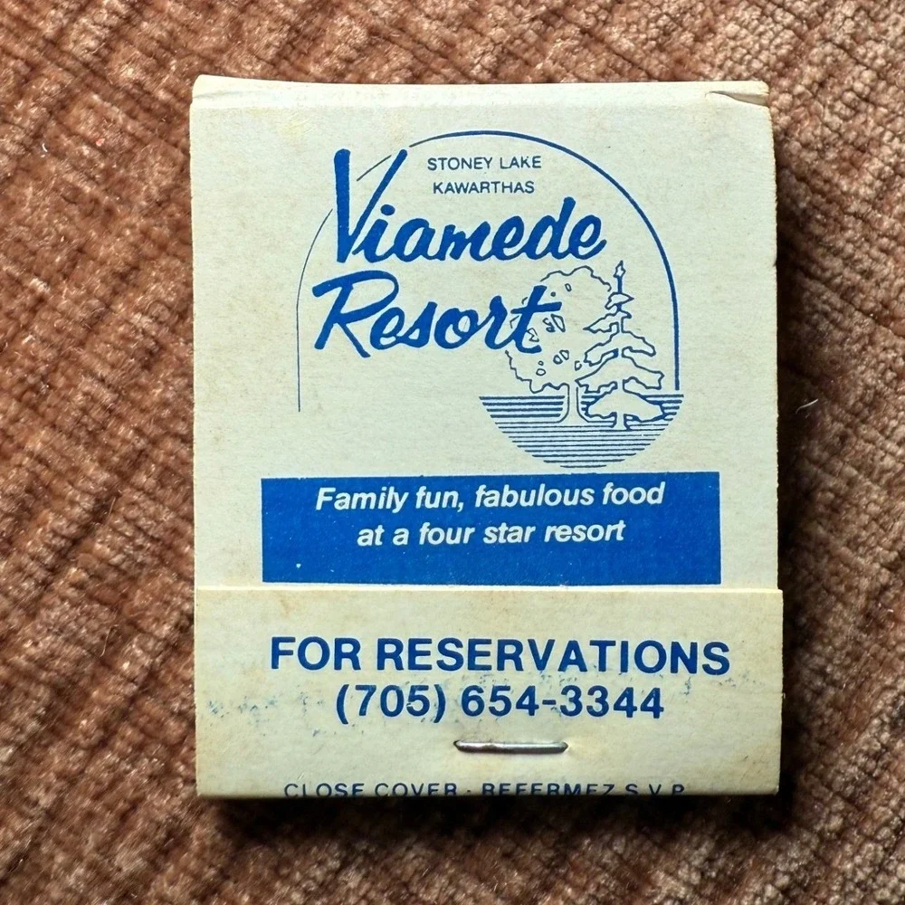 Viamede Resort Matchbook Stoney‎ Lake Kawarthas Ontario Vtg Canada Advertising