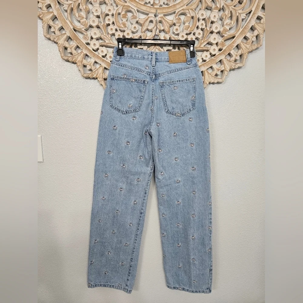 Cotton On Pink Bow Embroidered Loose Straight Jeans