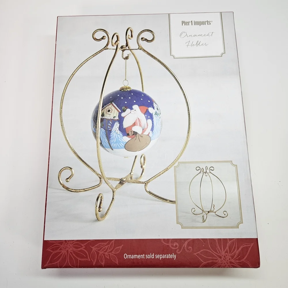 Pier 1 Imports Gold Tone Folding Single Ornament Holder Display Stand