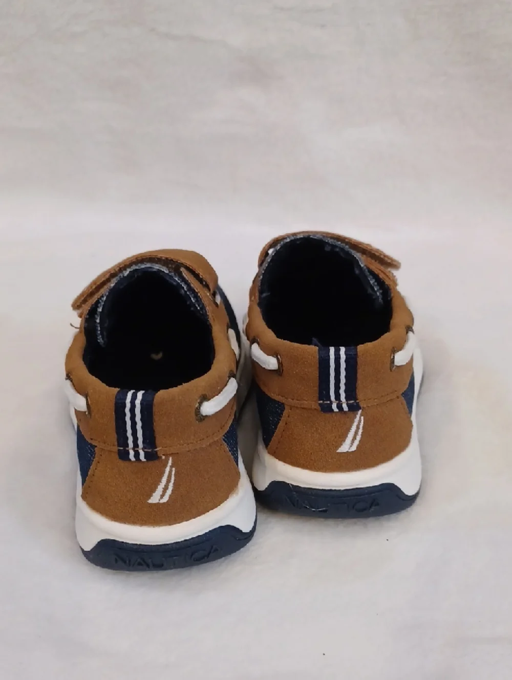 Nautica Kids Denim Moccasin Sneakers in Navy and Brown Sz 9 Toddler