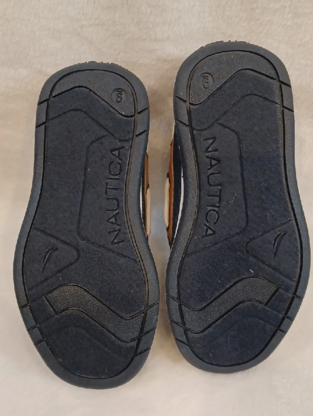 Nautica Kids Denim Moccasin Sneakers in Navy and Brown Sz 9 Toddler