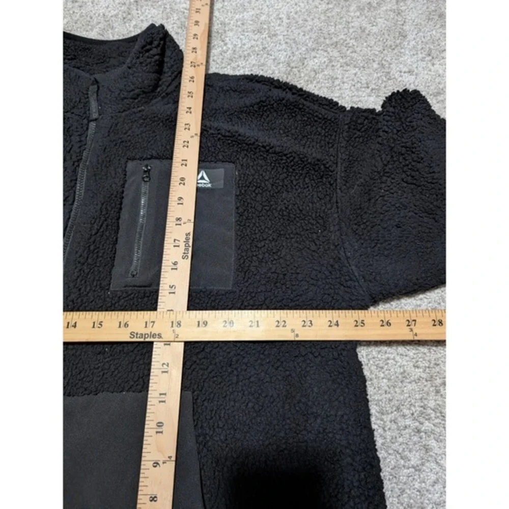 Reebok Jacket Mens 2XL Black Fleece Sweater Full Zip Chest‎ Pocket