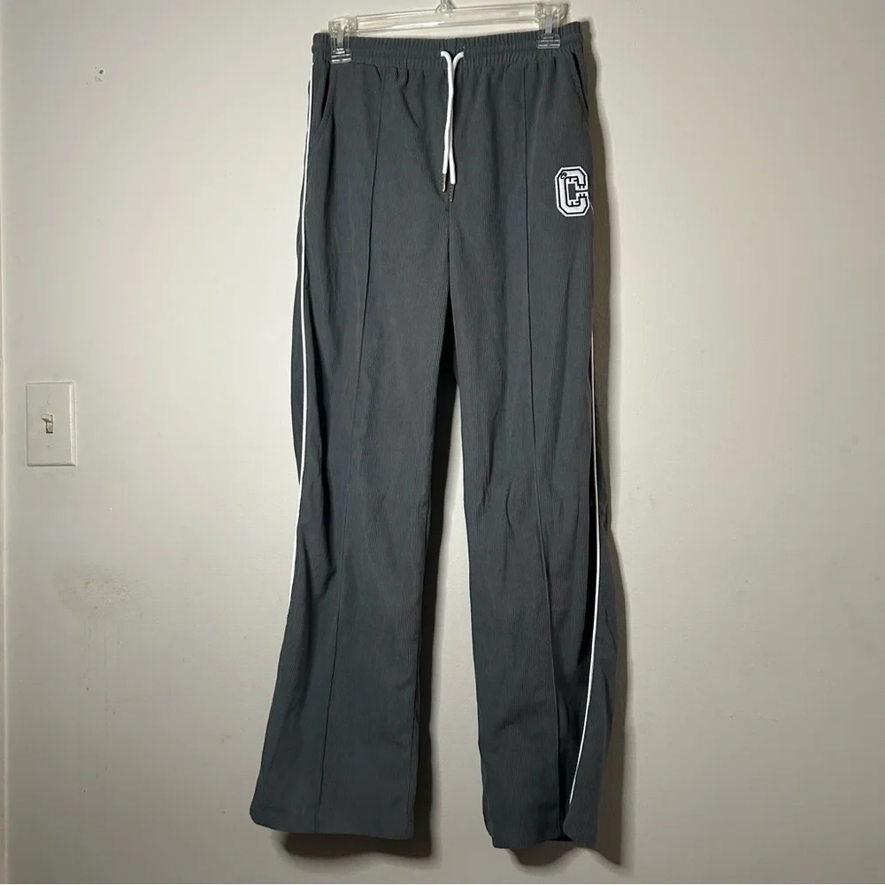 SHEIN Charcoal Track Pants with White Accents