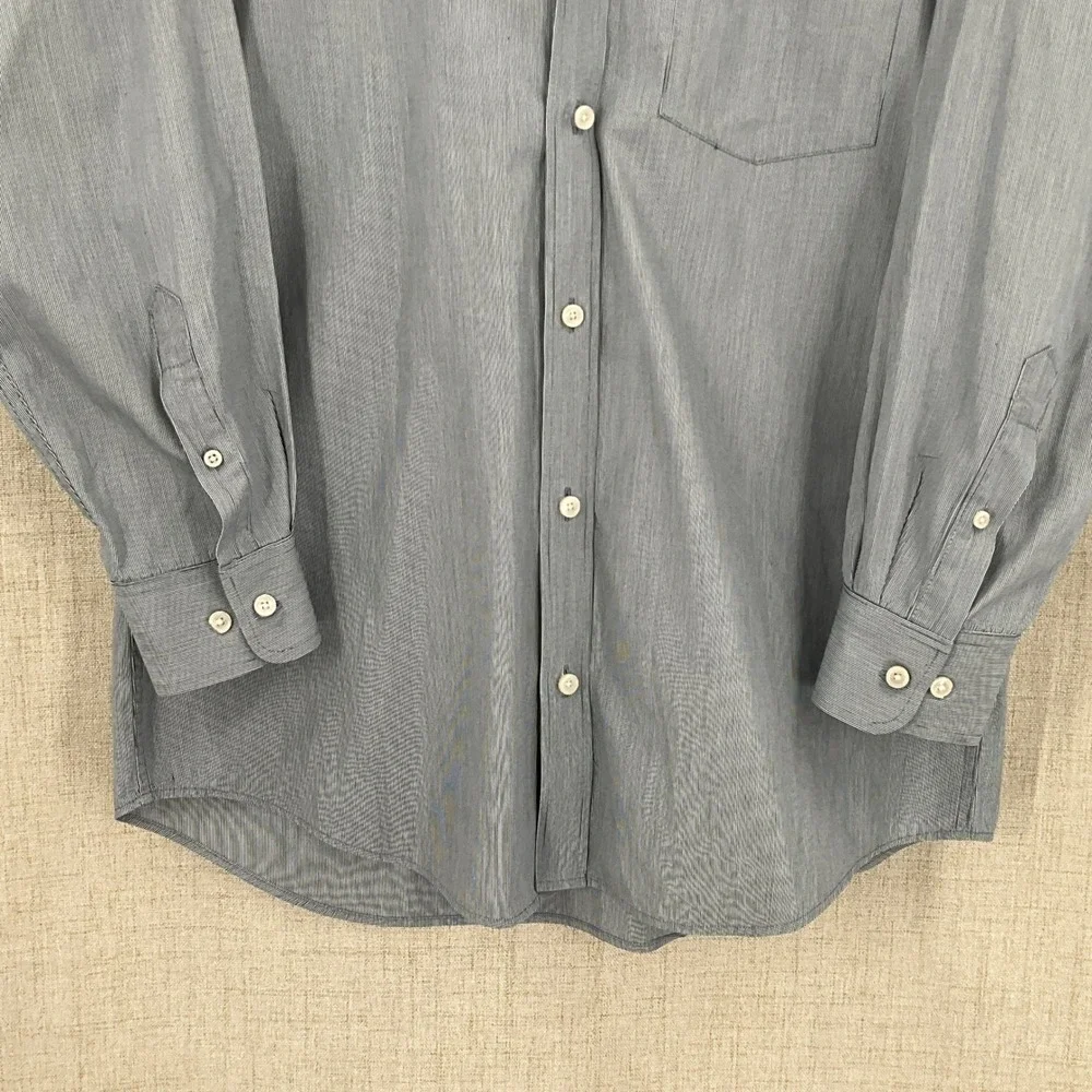 Banana Republic Mens Soft Wash Slim Fit Shirt Blue Grey Micro‎ Stripe Large L