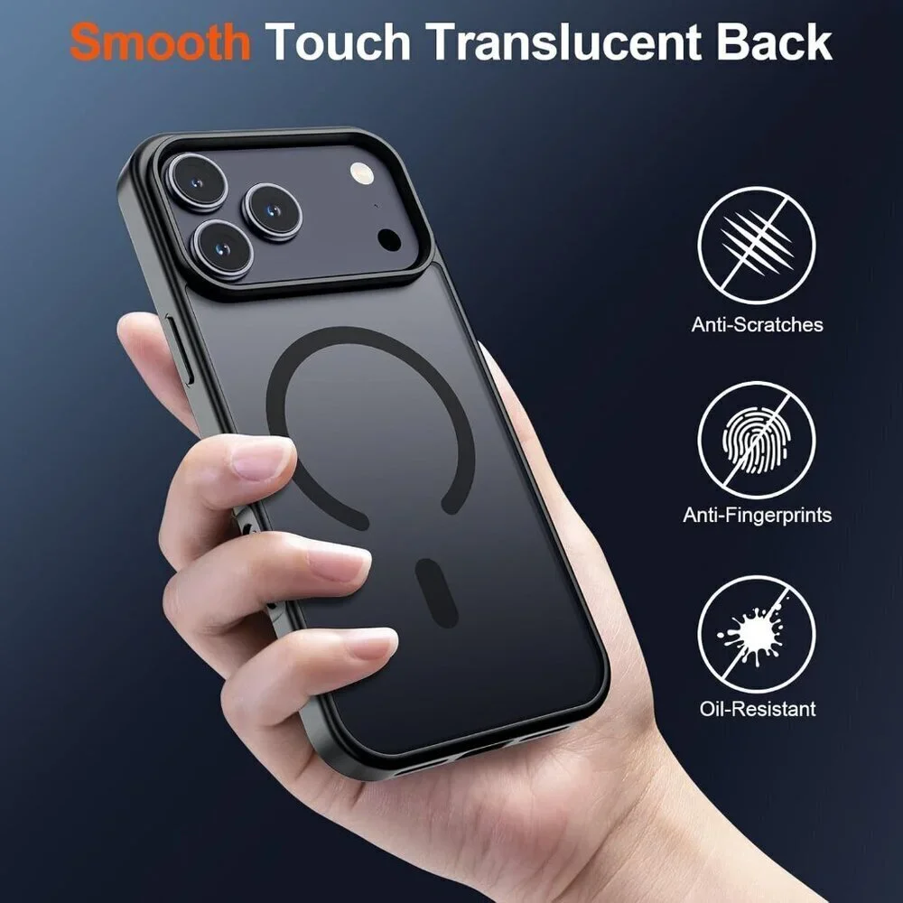 Black Iphone 17 Pro Max Case Compatible Magsafe Translucent Matte Shockproof
