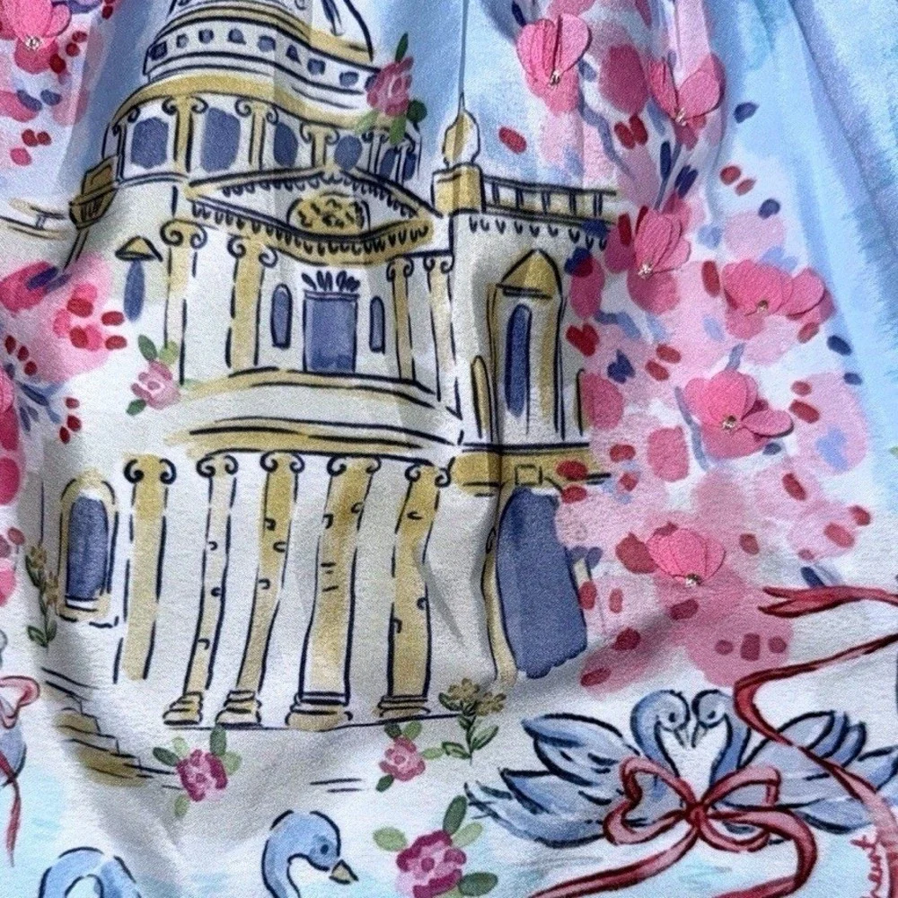 Monsoon Skirt Blue with London Print Girls 9 -‎ 10 Years NWT