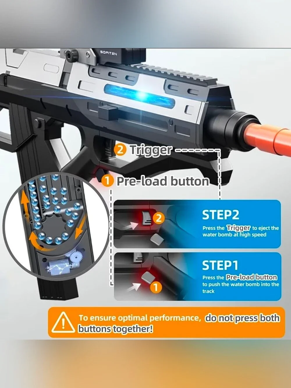 Automic Gel Ball Blaster High Speed of 180+FPS Gel Gun Blaster with Stylish Runn