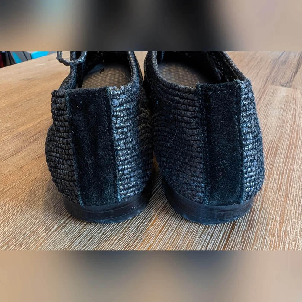 ANTHROPOLOGIE/SILENT D Roxford Black Raffia Size 7