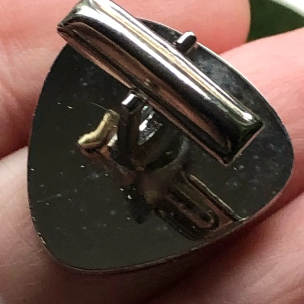 Vintage men’s Stag silver plated triangle shape cuff link tie pin boxed set