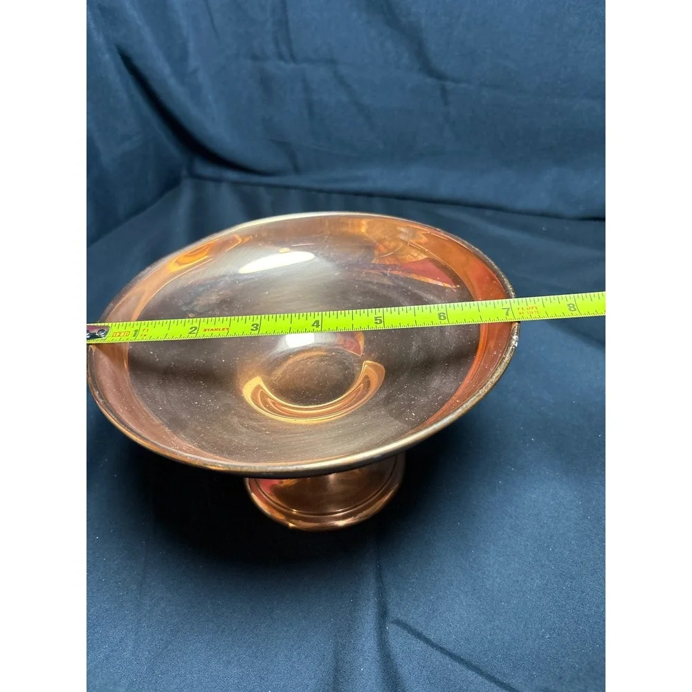 Vintage Copper Pedestal Bowl Footed Decorative Centerpiece Dish 7.5 Inch