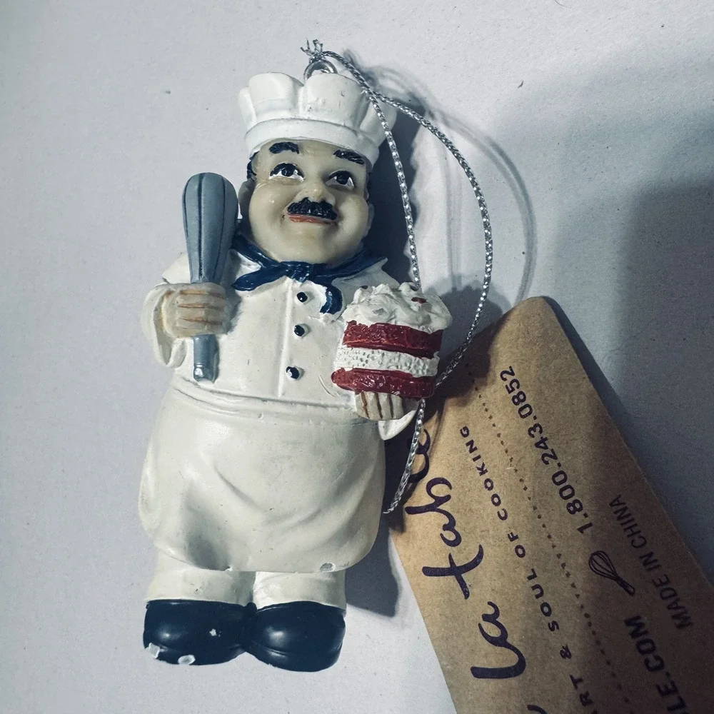 Sur La Table French Pastry Chef Holding Cake & Whisk Christmas Ornament