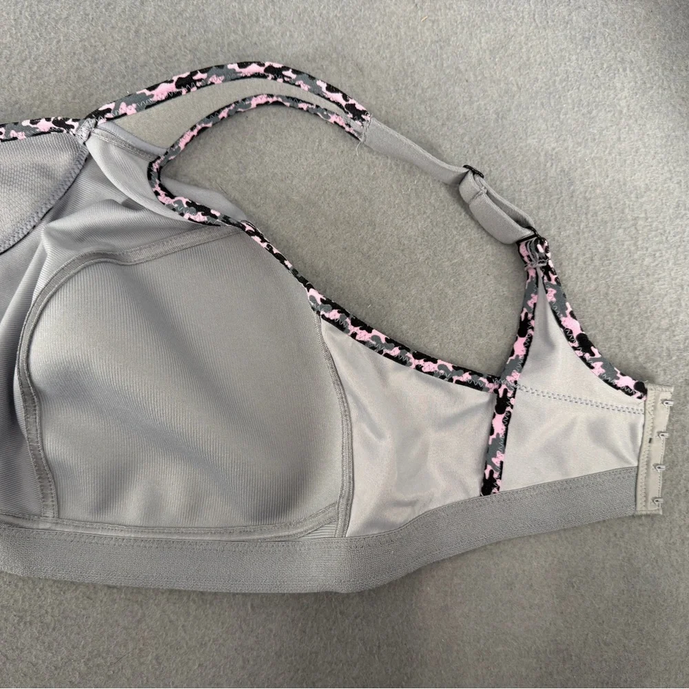 Glamorise No Bounce Cami Sports Bra‎ 42DD Gray Pink Wirefree Full Coverage 1066