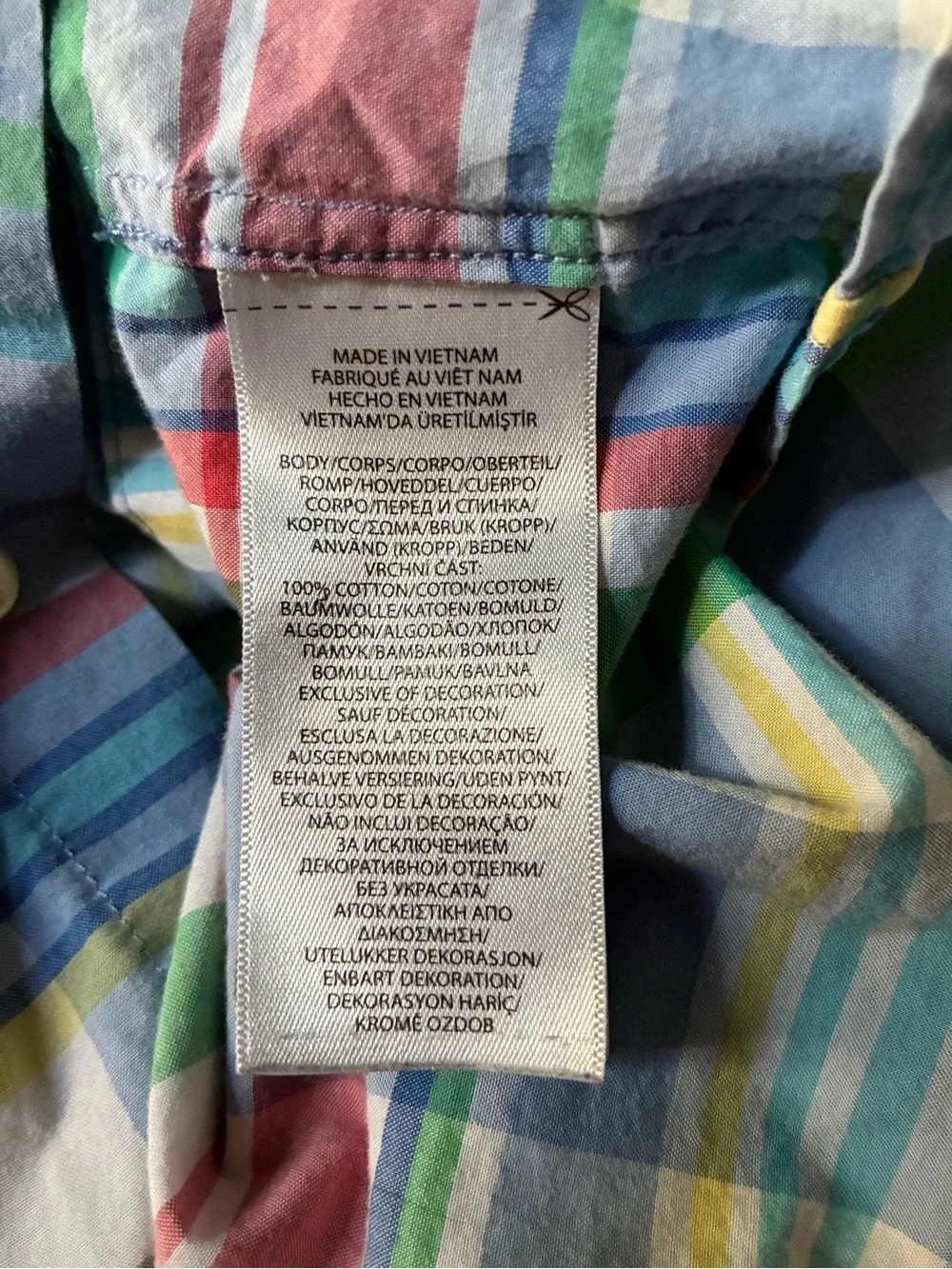 Ralph Lauren Boy’s Long Sleeve Button Down Madras Plaid Short, Size XL