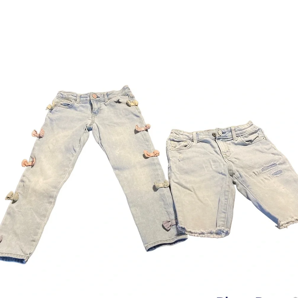 Gymboree girls sz. 6 (1) jean with bows and (1) short, skinny, adjustable waist