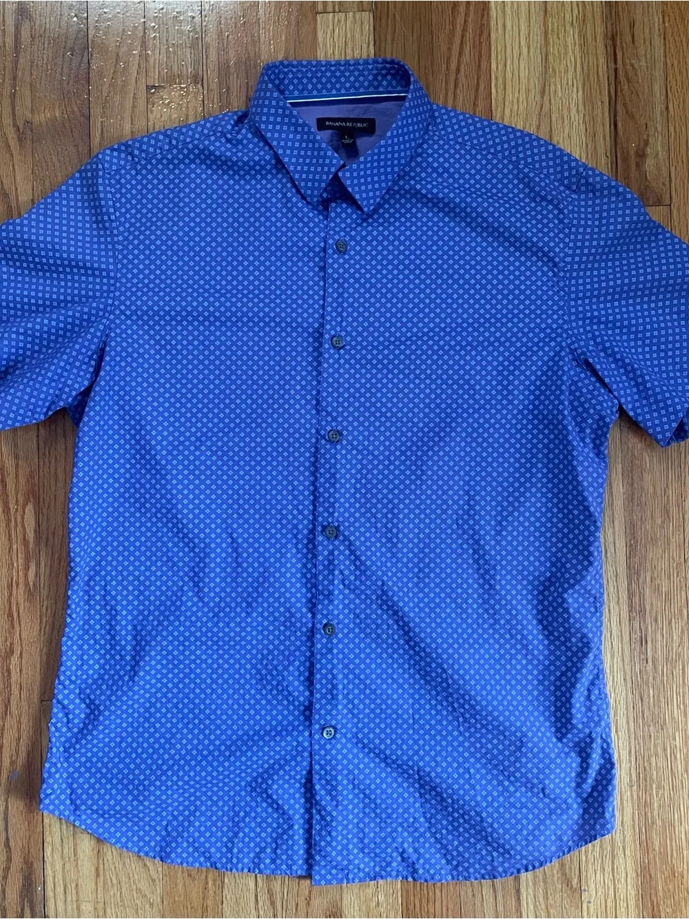 Banana Republic Purple Patterned Short Sleeve Button-Down Shirt Men’s L Casual
