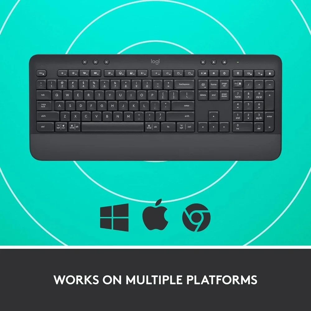 Logitech Signature K650 Bluetooth Keyboard Graphite USB Mac PC Wrist Support Ful