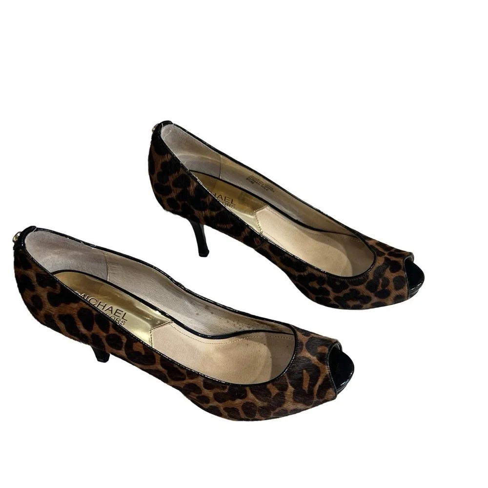 Michael‎ Kors Cheetah Leopard York Peeptoe High Heel Pumps, Size 8.5