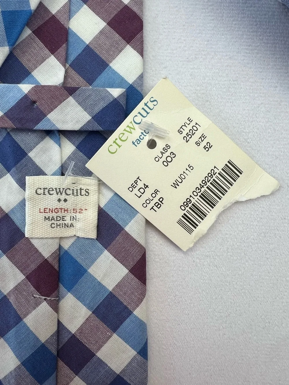 Crewcuts Boys Gingham Plaid Necktie - NEW