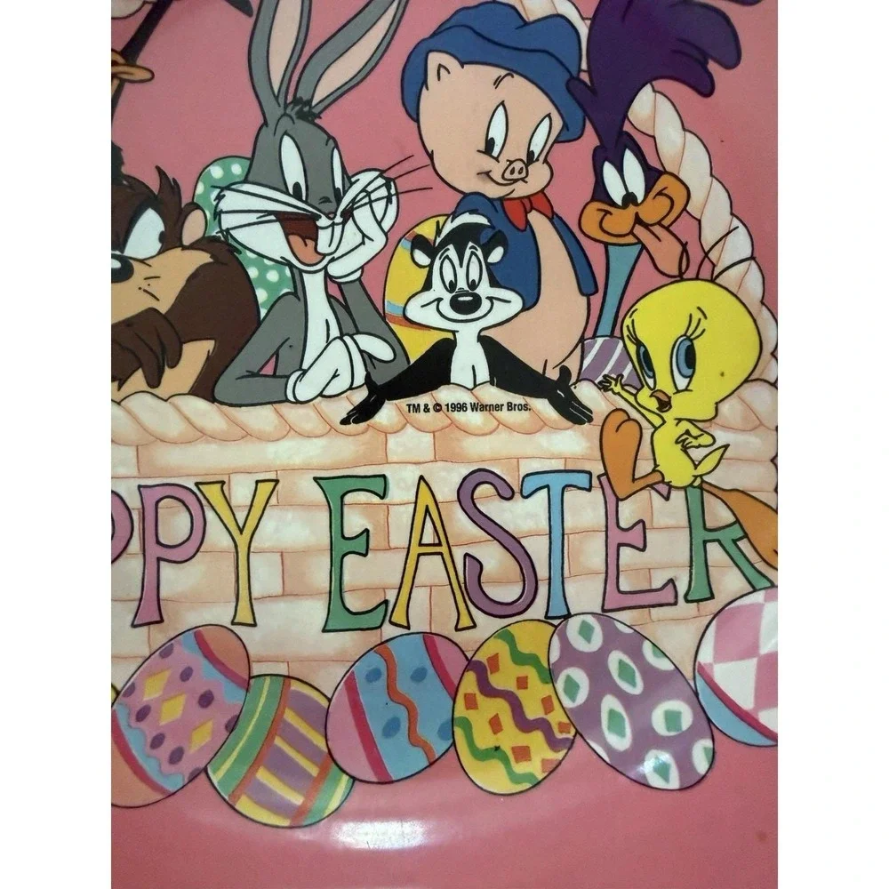 Vintage 1996 Looney Tunes Warner Brothers Happy Easter Plastic Candy Bowl Dish