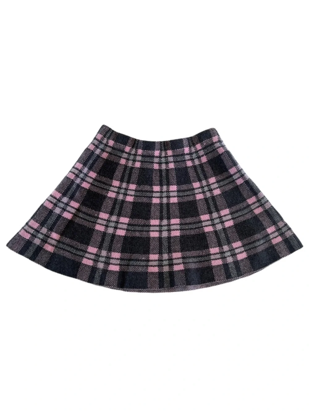 Cynthia Rowley Black and Pink Plaid Flared Skirt | Girls 5/6