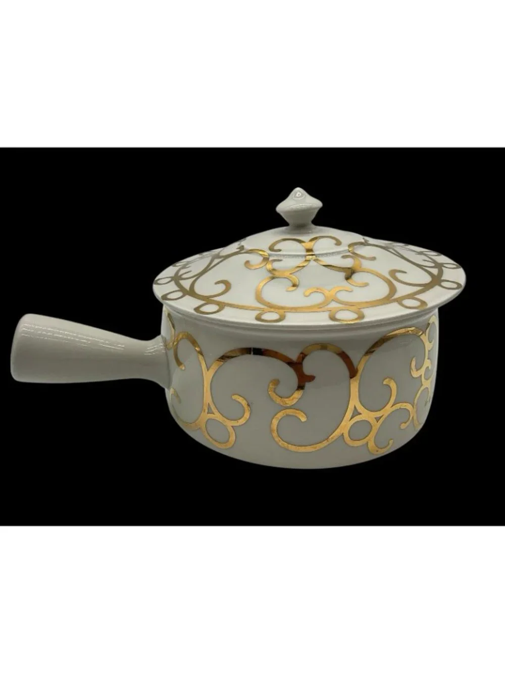 Porcelaine De Paris Vintage Fondue Large Saucepan Pouring Spout, Lid and Handle