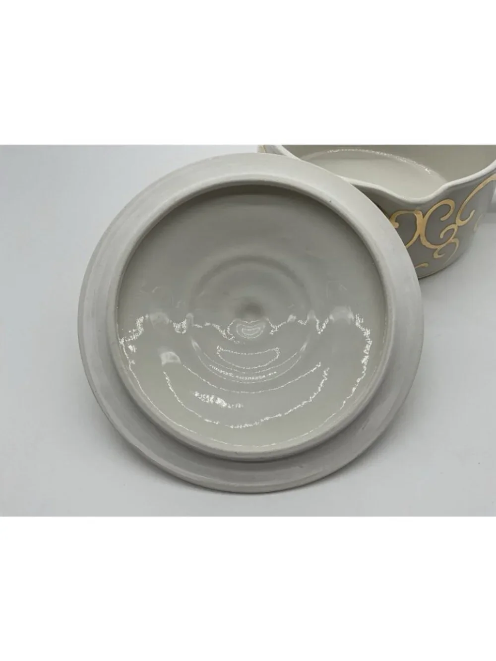 Porcelaine De Paris Vintage Fondue Large Saucepan Pouring Spout, Lid and Handle