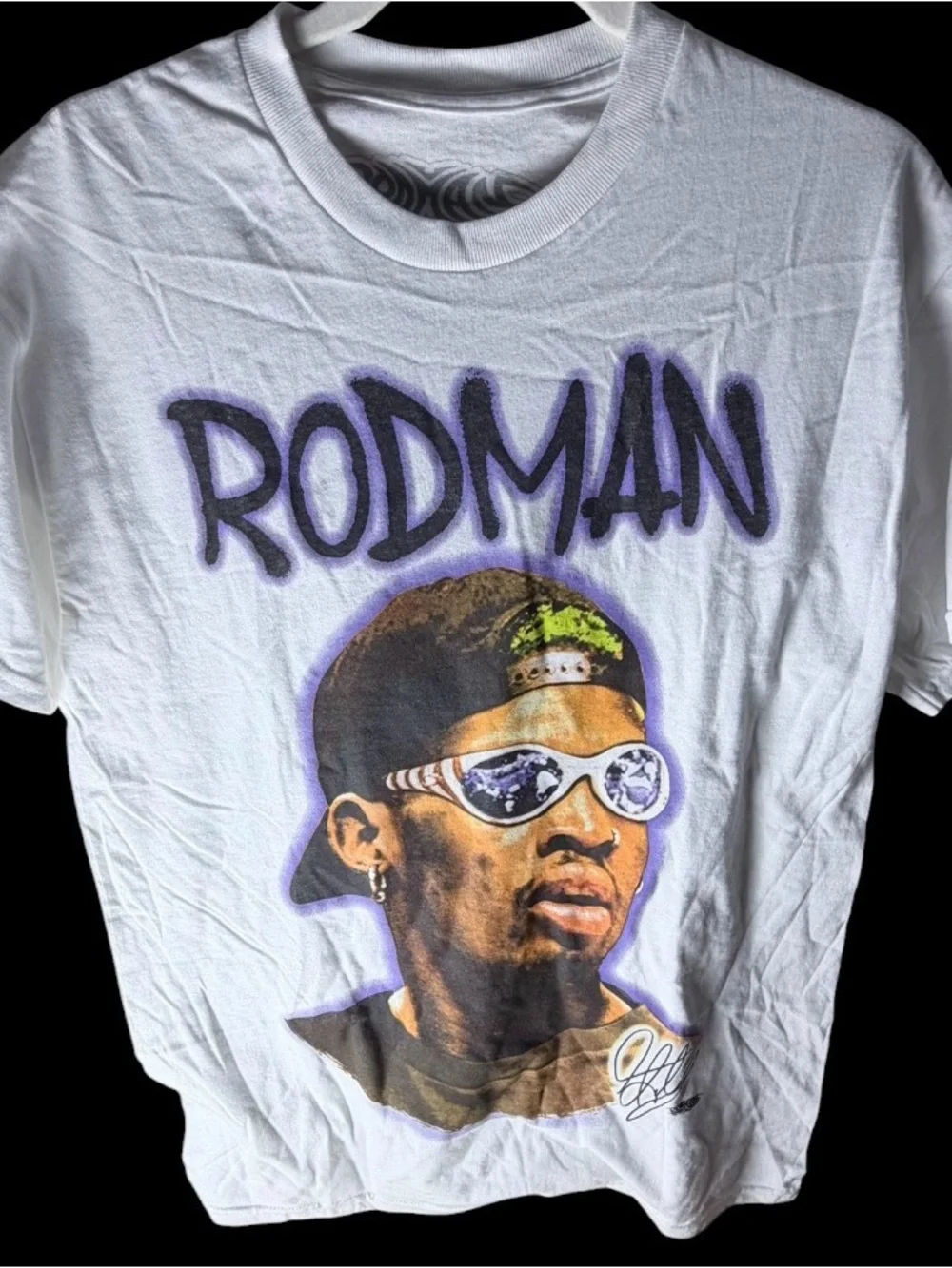 dennis rodman t shirt white size medium