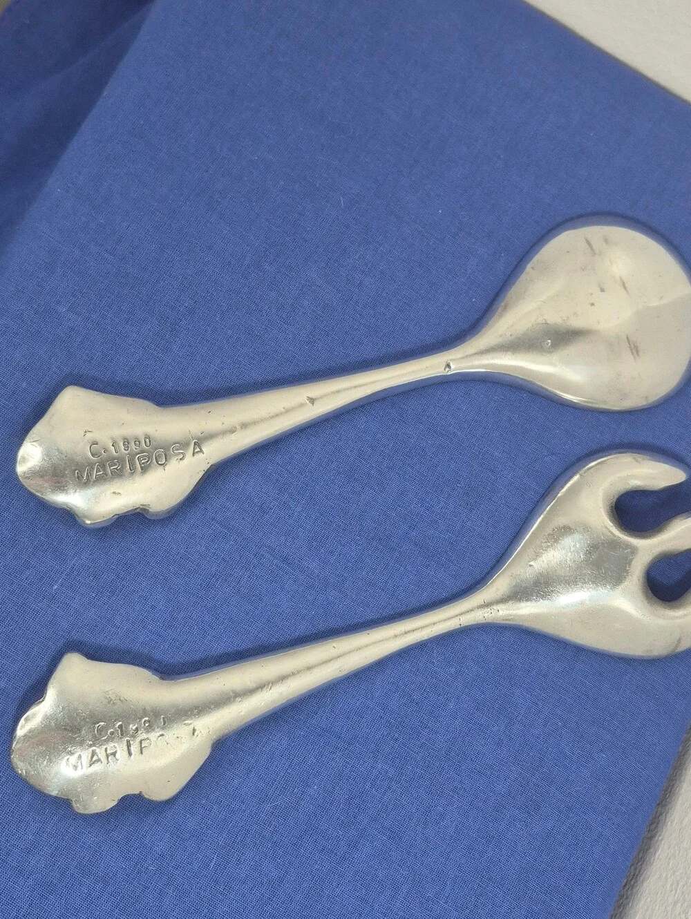 Vintage Arthur Court Aluminum Mariposa Salad Serving Set Fork & Spoon