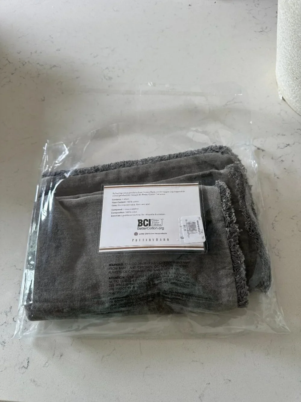 POTTERY BARN Velvet Fringe Sham in Grey Size 26X20