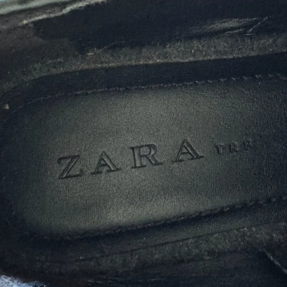 Zara Gray Felted Flannel Blucher Platform Track Sole 90s Academia Oxford Shoes