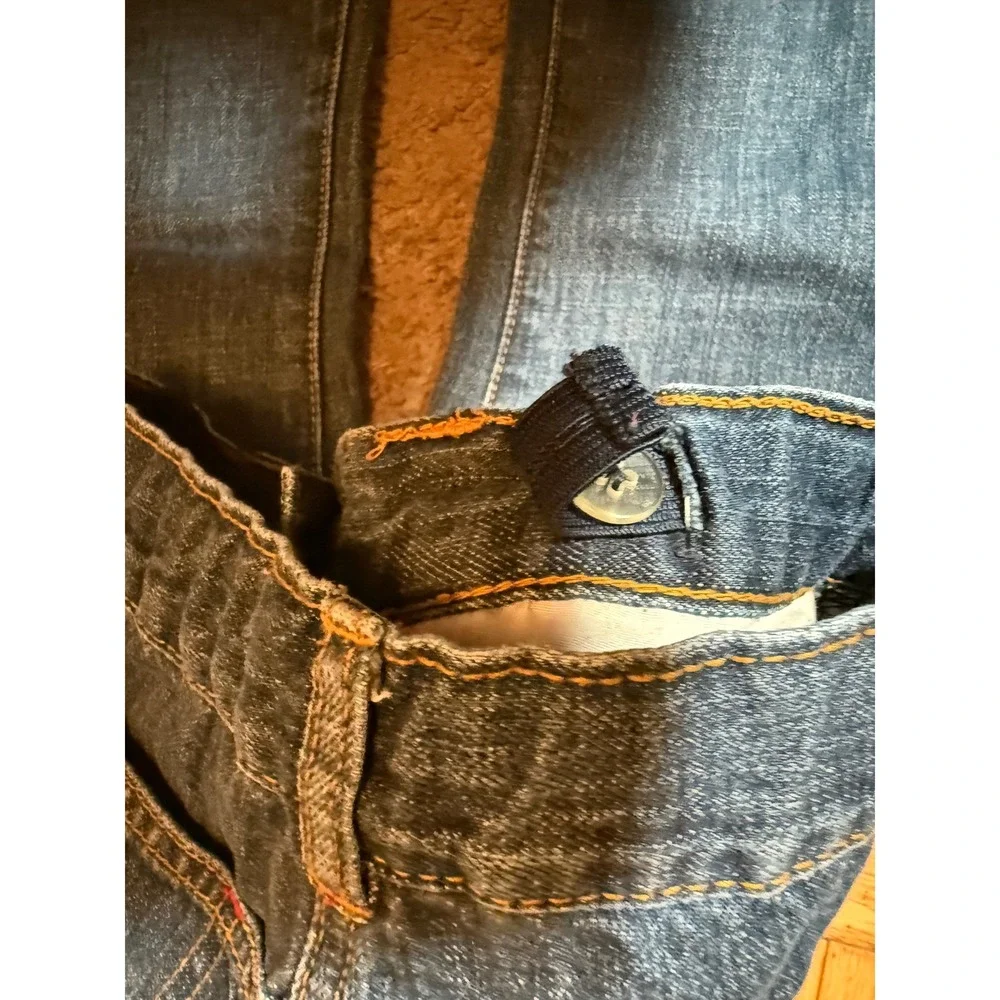 Gymboree Kids‎ Girls Size 7 Denim Jeans Flared Leg Apple Embroidered School Fall