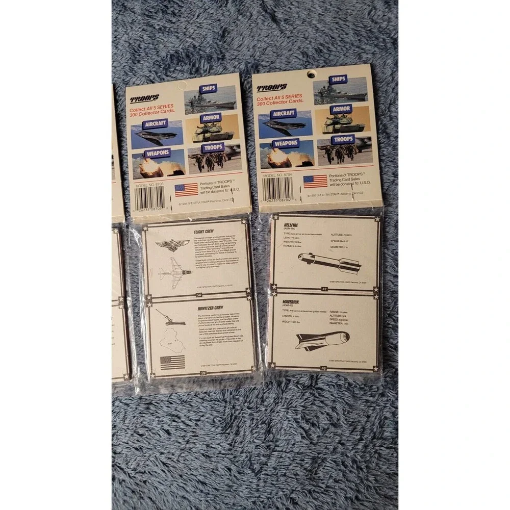 Set of 5 Vintage 1991 Troops Desert Storm Series I Trading Cards 12 Cards ea NIP